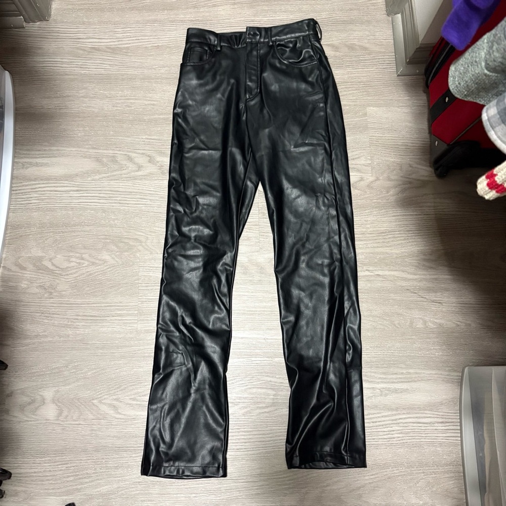 Zara Black Leather-Style Trousers